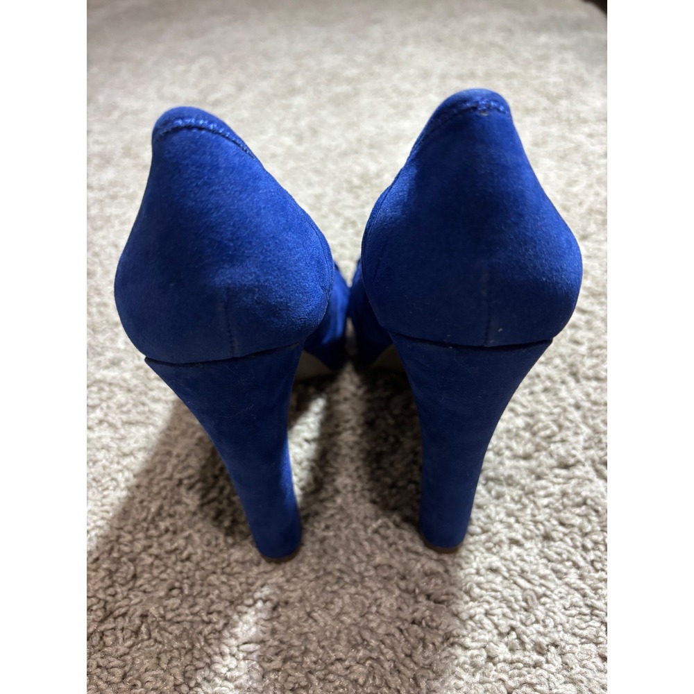 Kensie Girl KG-Pelle Royal Blue Velvet Pleated Platform Pumps Heels Size 6.5M - Picture 5 of 7